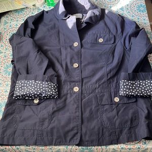Lightweight Jacket - Cute Blazer size 12p Navy with polka dot lining!  Cuffed…